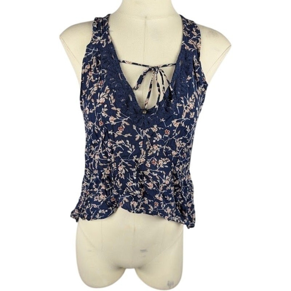 American Rag Juniors Floral Knit Blouse Size XS Twilight Sleeveless Boho